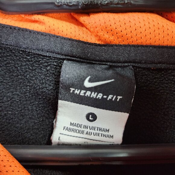 Men's Nike Oklahoma State Therma-Fit Hoodie Sweatshirt Black & Orange OSU L - Picture 8 of 13